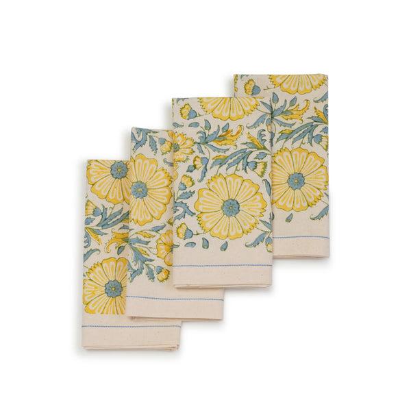 Bloom Wheat Hand Block Printed Napkins